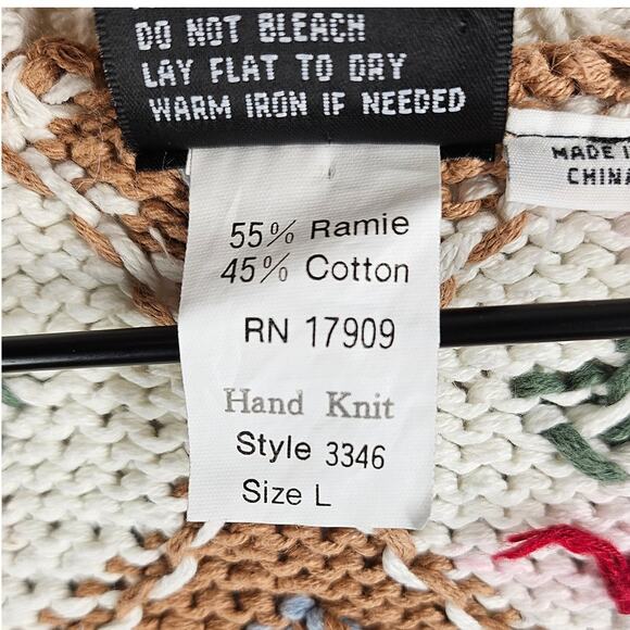 PYKE LTD VINTAGE PATTERNED KNIT CARDIGAN – STYLE 3346 – SIZE L – RAMIE / COTTON - Picture 8 of 13